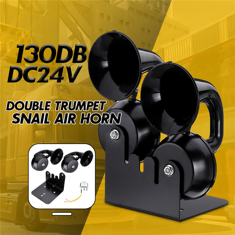 Single-Double-Trumpet-Snail-Air-Horn-Electric-Whistle-24V-Black-126dB-130dB-Alloy-24V-For-Car-Trucks-1636474