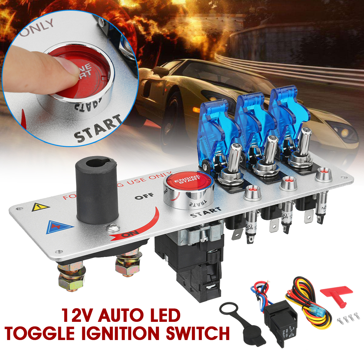 12V-Auto-LED-Toggle-Ignition-Switch-Panel-Racing-Vehicle-Engine-Start-Push-Set-1574444