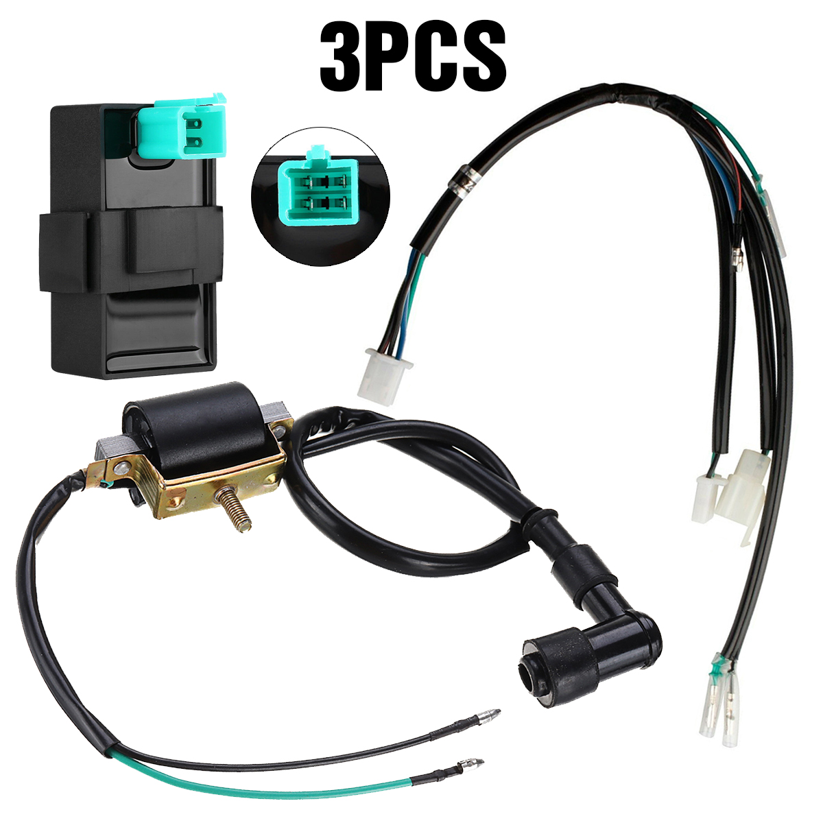 3PCS-DC-CDI-Ignition-Coil-Wiring-Loom-Harness-For-GY6-50-90-110-CC-Go-Kart-ATV-1770777