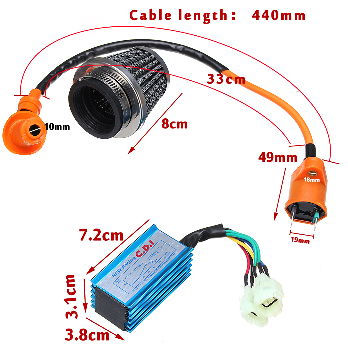 6-Pin-Racing-AC-CDI-BoxIgnition-Coil-Air-Filter-For-GY6-50-150cc-Moped-Scooter-1337780