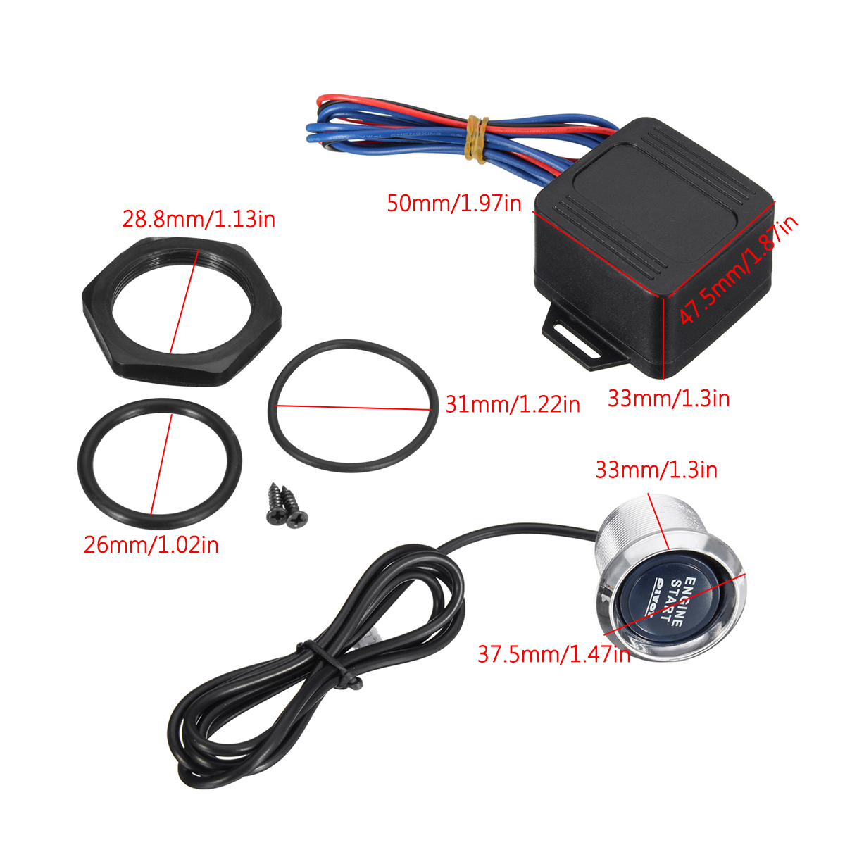 Car-Auto-Engine-Start-Push-Button-Switch-Ignition-Starter-Universal-Kit-Blue-LED-51964