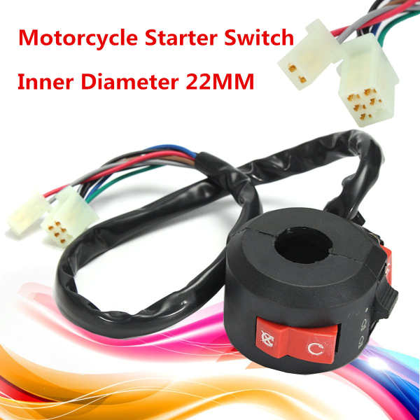 Motorcycle-Starter-Choke-Switch-Kill-Light-Ignition-Black-Inner-Diameter-22mm-1140333