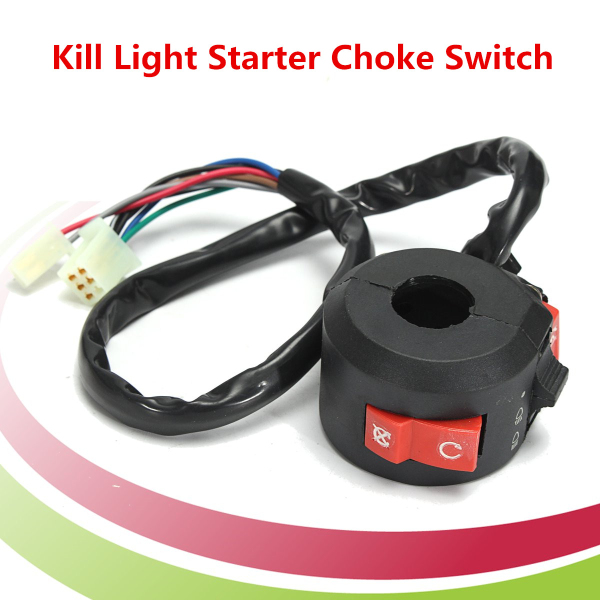 Motorcycle-Starter-Choke-Switch-Kill-Light-Ignition-Black-Inner-Diameter-22mm-1140333