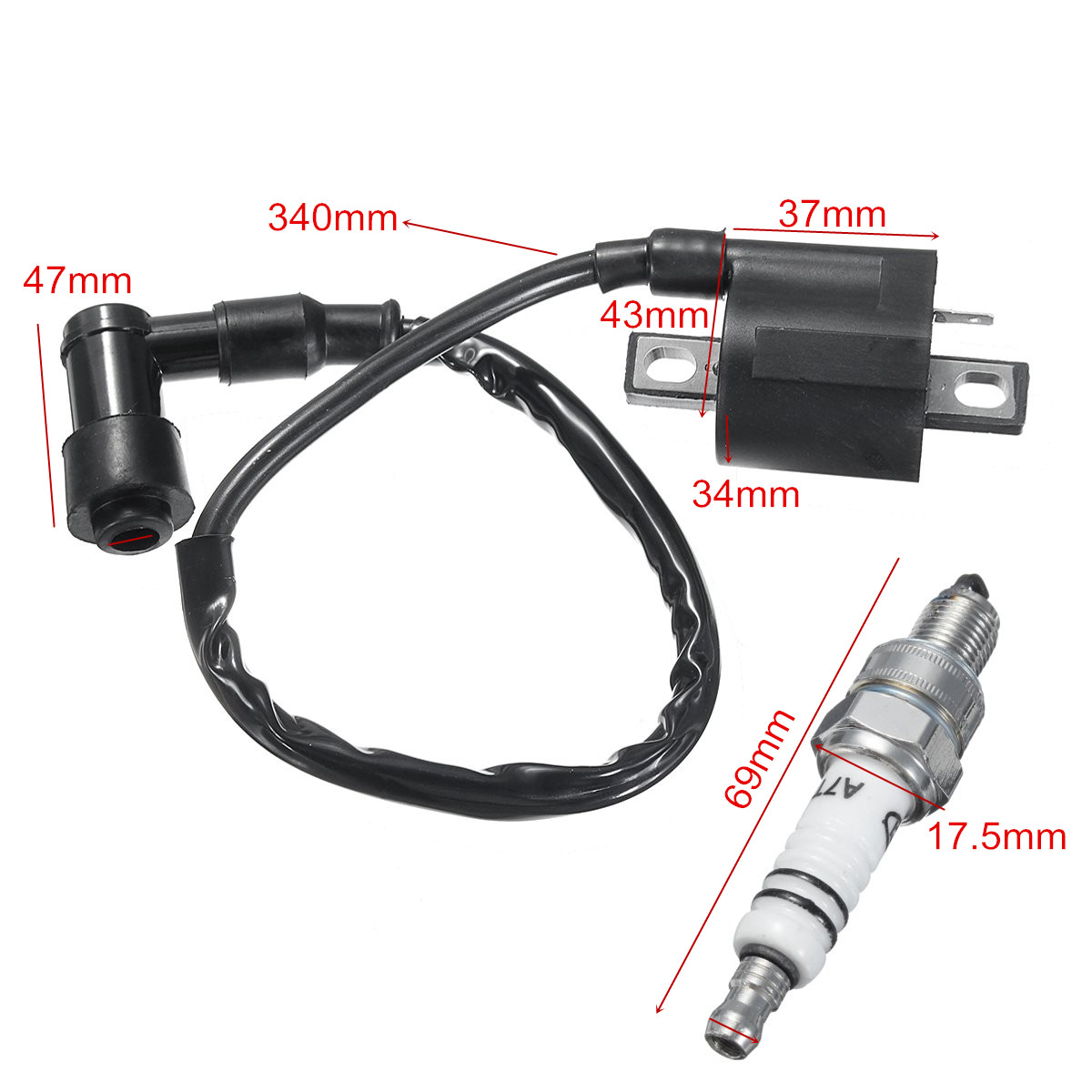 Spark-Plug-Ignition-Coil-Kits-Fit-For-Apache-RLX-50cc-100cc-2-Stroke-Quad-Bike-1286382