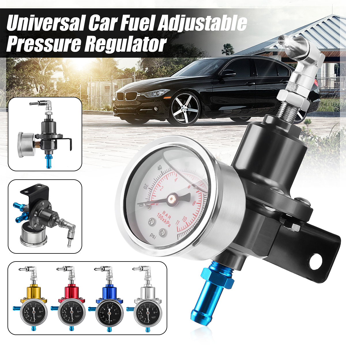 Universal-Auto-Car-Fuel-Adjustable-Pressure-Regulator-8-Kgcmsup2-with-KPa-Oil-Gauge-Kit-Set-1668454