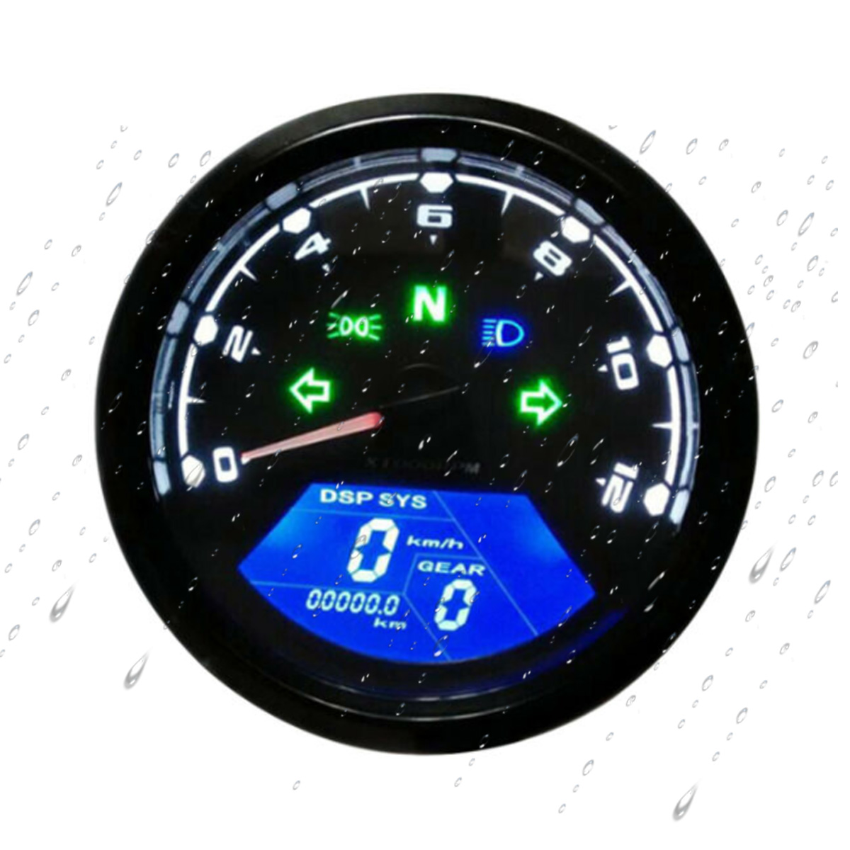 12V-12000RPM-Waterproof-LCD-Digital-Motorcycle-Speedometer-Odometer-Tachometer-MPHKMH-Universal-1608345