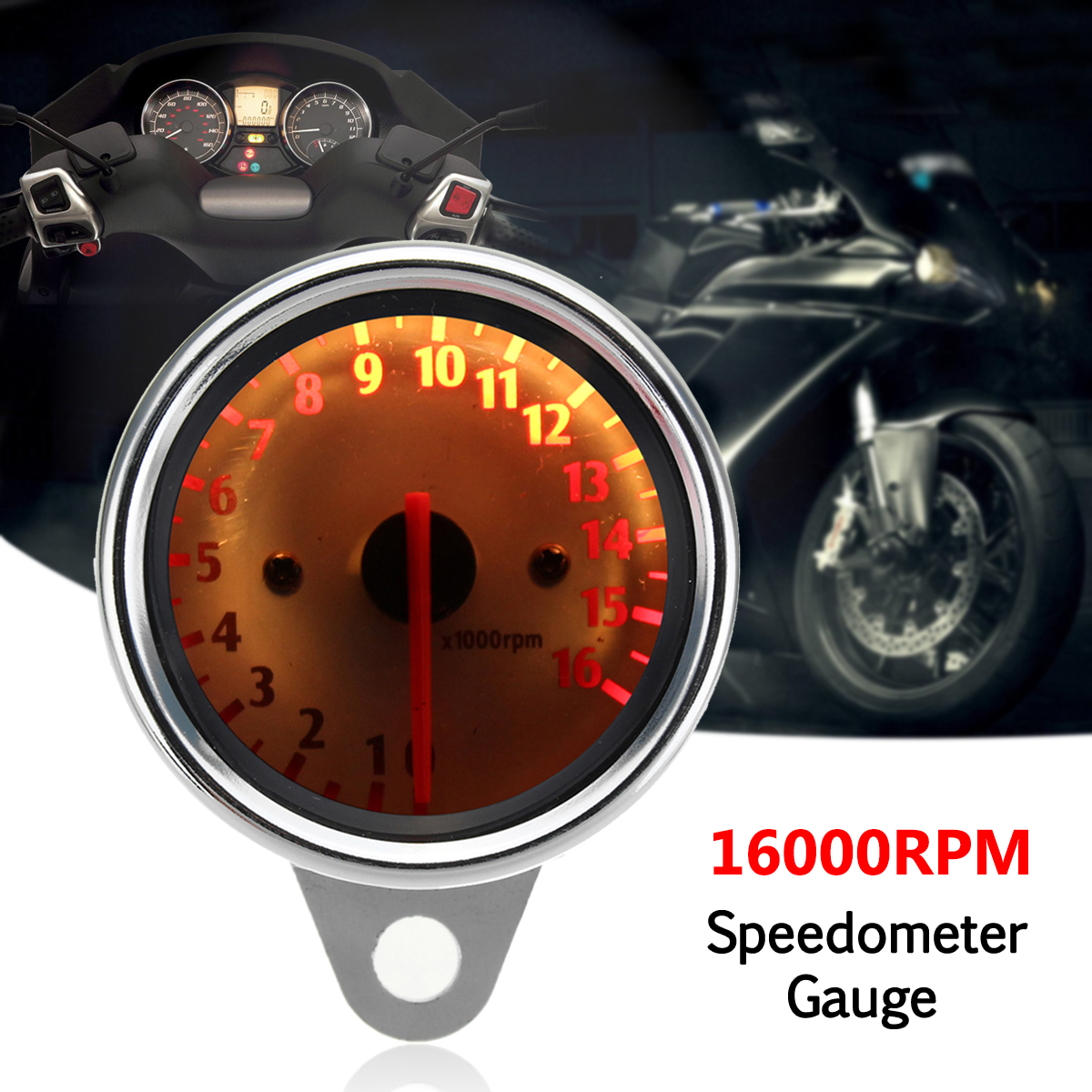 12V-16000RPM-Motorcycle-Tachometer-Gauge-Mechanica-Universal-930067