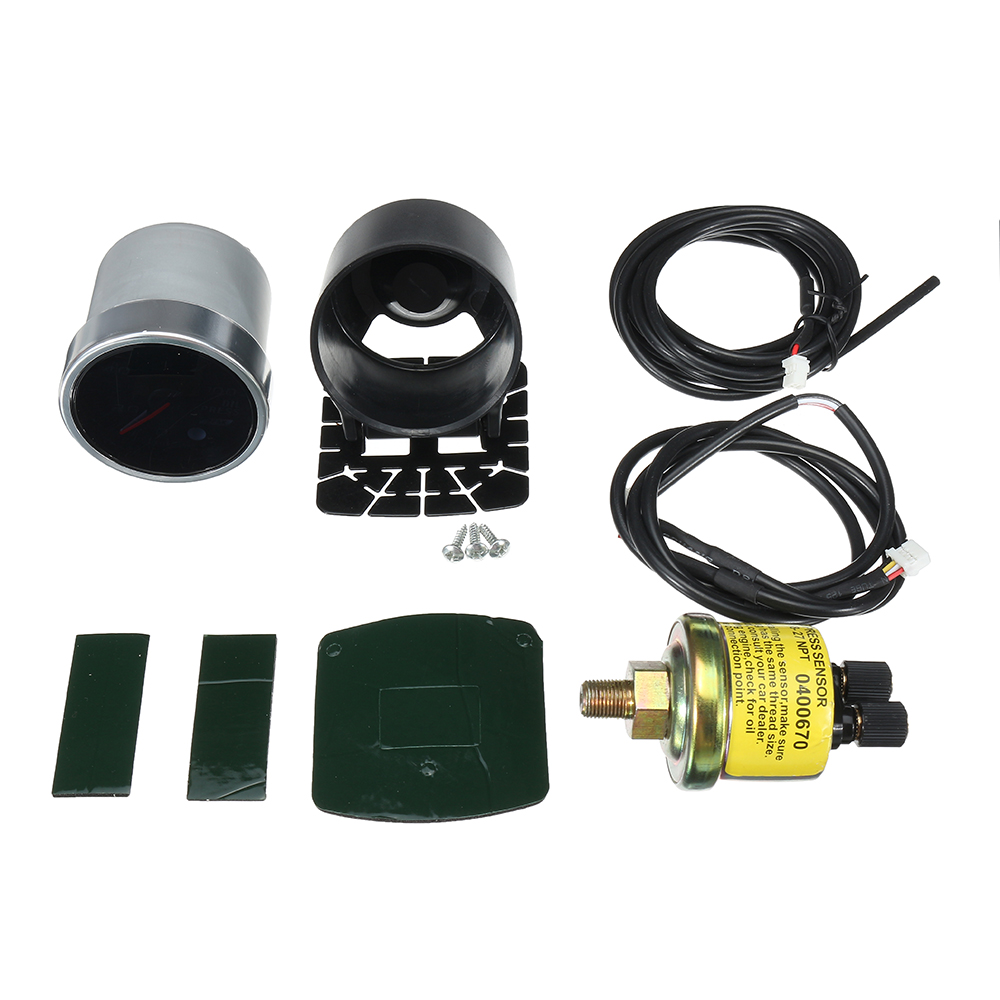 12V-2-52mm-18-NPT-Oil-Press-Pressure-Gauge-Meter-LED-10-Colors--Sensor-1580720