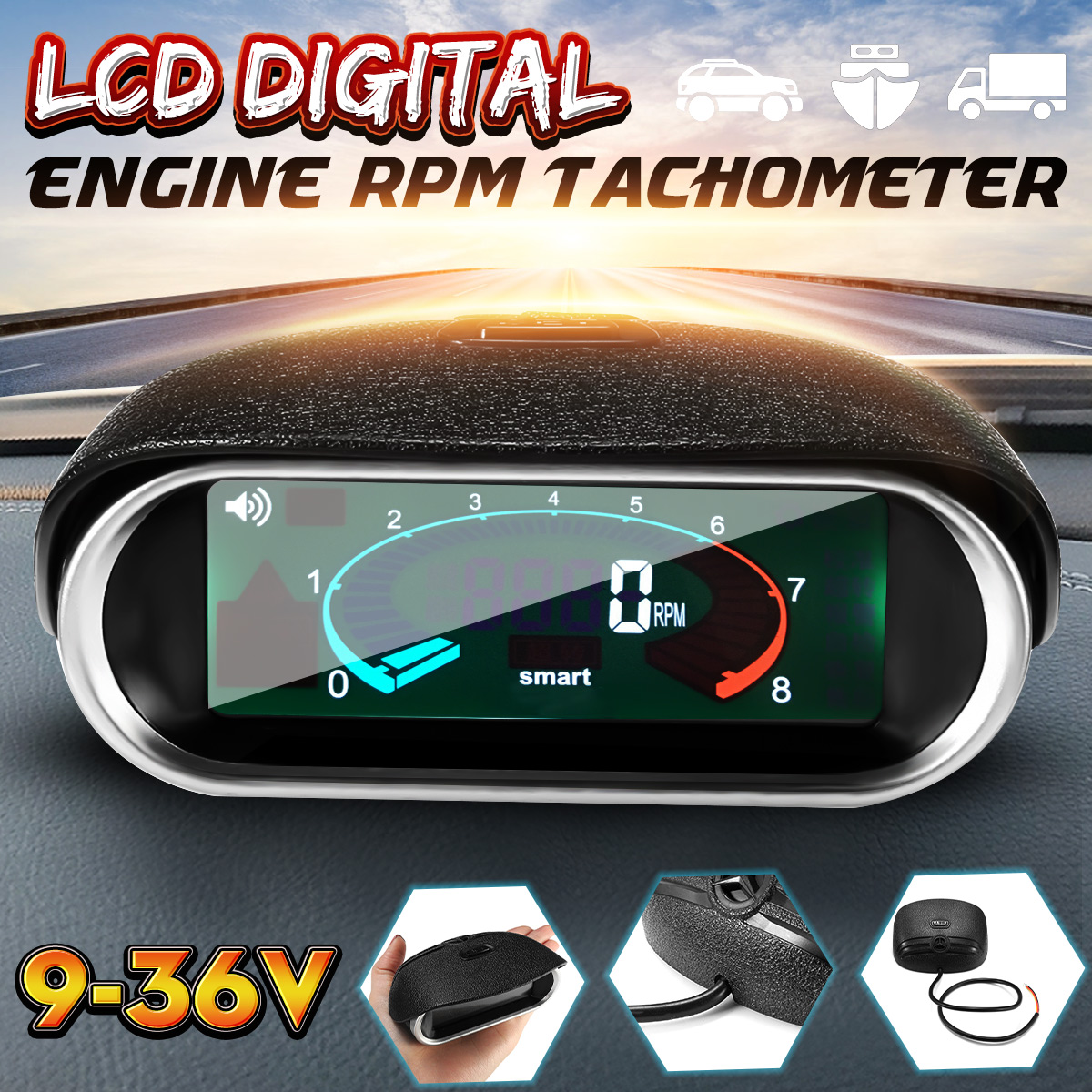 12V-24V-9V-36V-Digital-LCD-50-9999RPM-Tachometer-Engine-Car-Tach-Gauge-Boat-Truck-Universal-1443317
