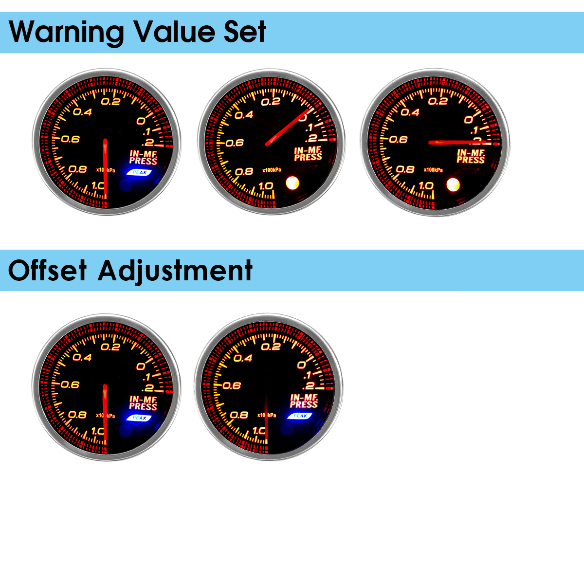 12V-2quot-52mm-10-Color-LED-Mechanical-Pressure-Vacuum-Intake-Turbo-Boost-Gauge-Meter-1578992