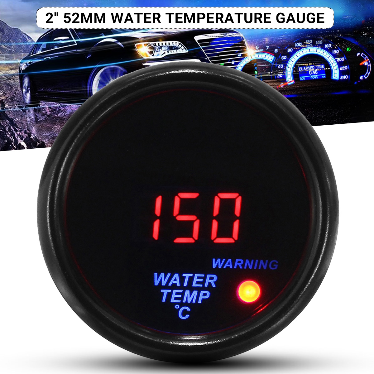 2-52mm-20-150-Water-Temperature-Gauge-Digital-LED-Display-Black-Face-Sensor-1655341