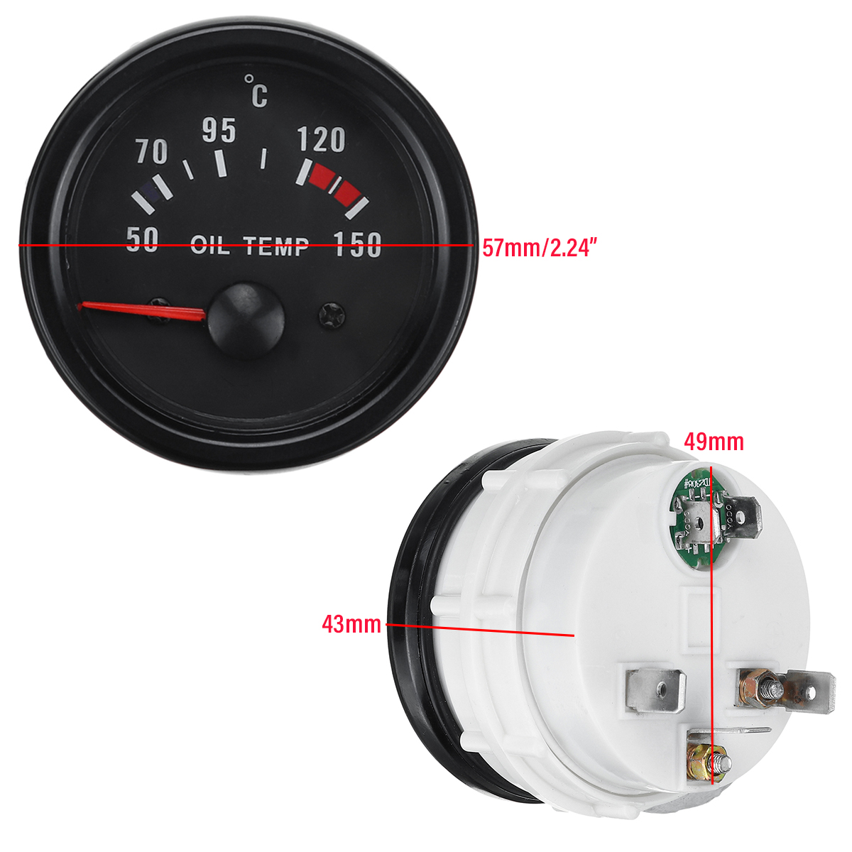 2-52mm-Oil-Temperature-Gauge-Kits-Digital-LED-Display-Clear-Len-with-Sensor-1722789