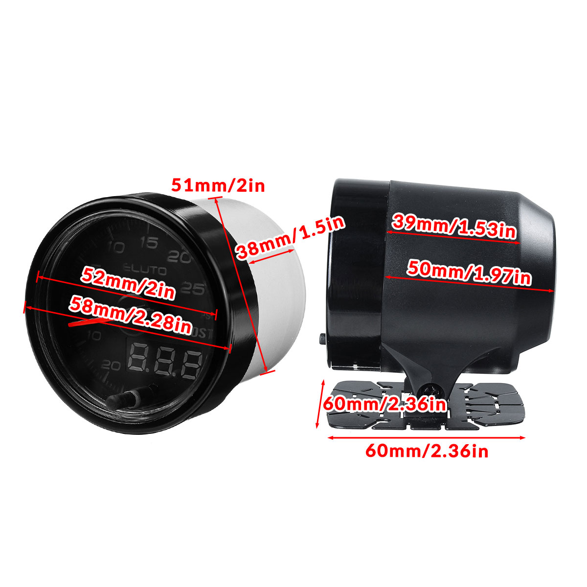 2-Inch-52mm-Auto-Tach-Tachometer-RPM-Gauge-Meter-10-Color-LED-Tinted-Face-Universal-1608396
