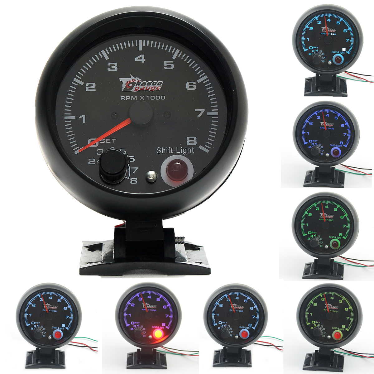 375inch-95mm-LED-Tachometer-Tacho-Gauge-Meter-0-8000-RPM-7-Color-Shift-Light-1426135