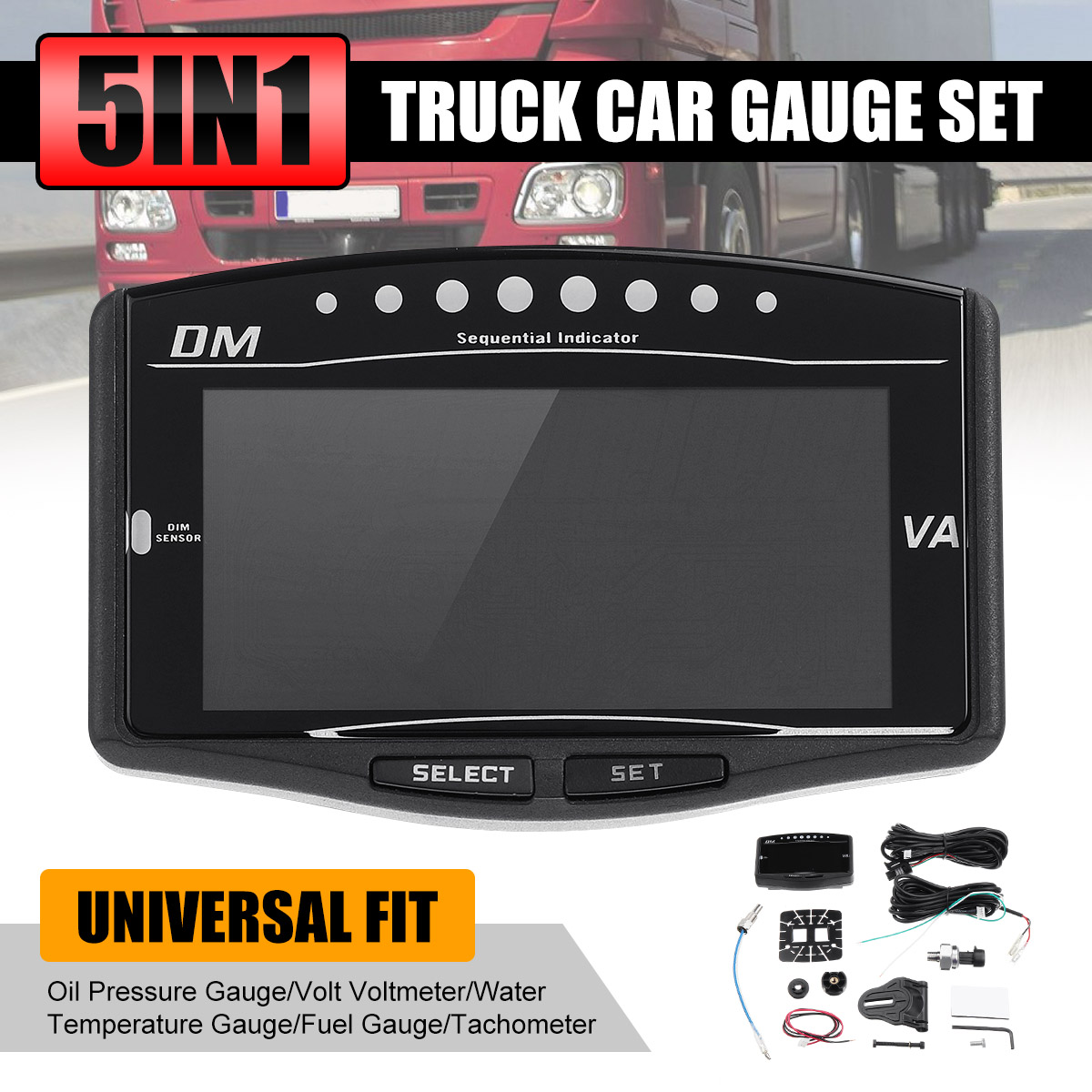5IN1-LCD-Oil-Pressure-Water-Temp-Fuel-Gauge-Tachometer-Volt-Voltmeter-1224V-1614745