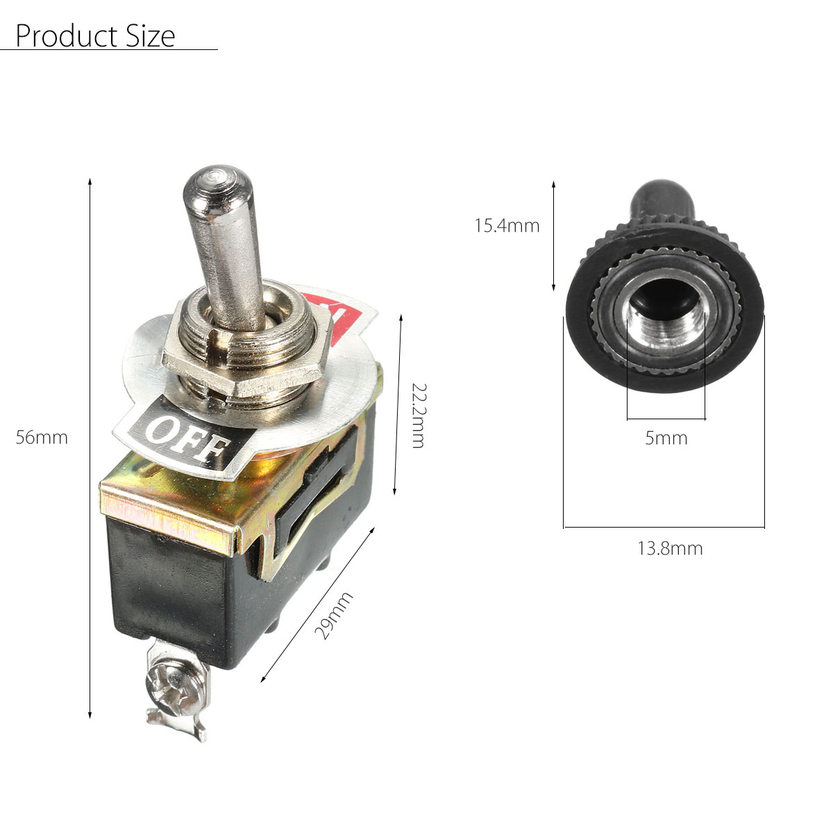5Pcs-SPST-2Pin-Heavy-Duty-15A-250V-ONOFF-Rocker-Toggle-Switch-Waterproof-Boot-1130622