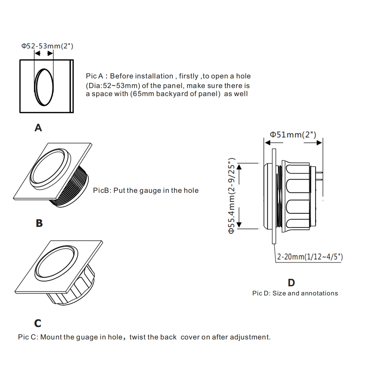 8-16V--16-32V--8-32V-12V-24V-52mm-Volt-Meter-Voltage-Gauges-Voltmeter-For-Caravan-Boat-Marine-Car-Re-1785168