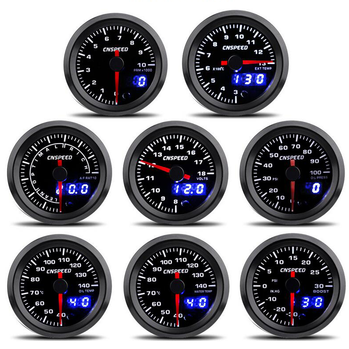 Analog--Digital-52mm-Car-LED-Turbo-Boost-EGT-Exhaust-Water-Temperature-Air-Fuel-Ratio-Gauge-1631823