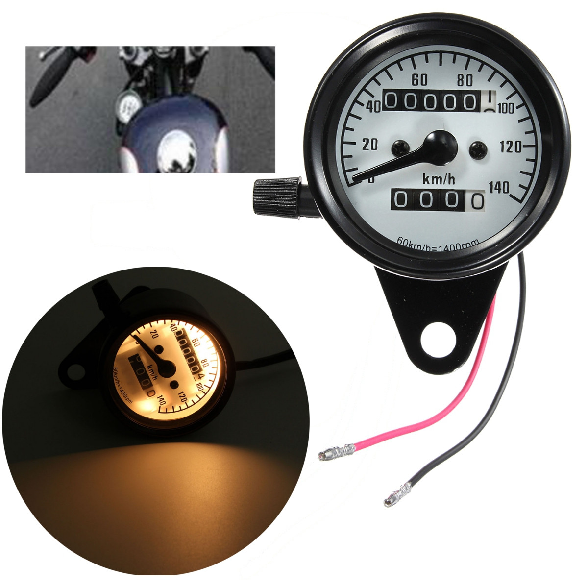 Motorcycle-Dual-Odometer-Speedometer-Mechanical-Gauge-White-Universal-Waterproof-1043173