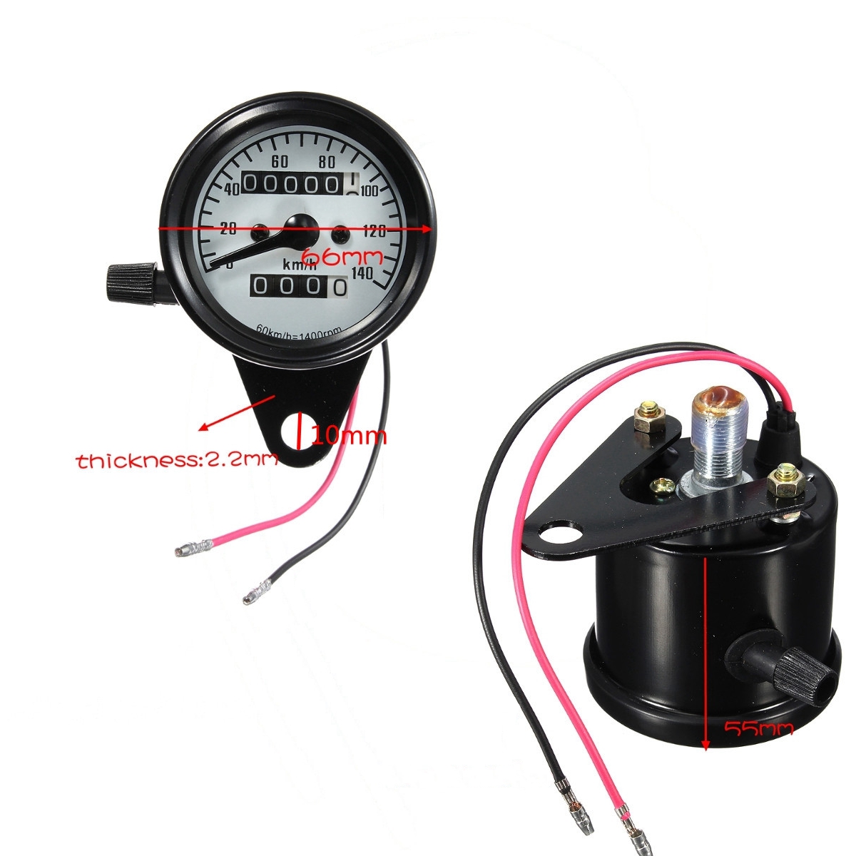Motorcycle-Dual-Odometer-Speedometer-Mechanical-Gauge-White-Universal-Waterproof-1043173