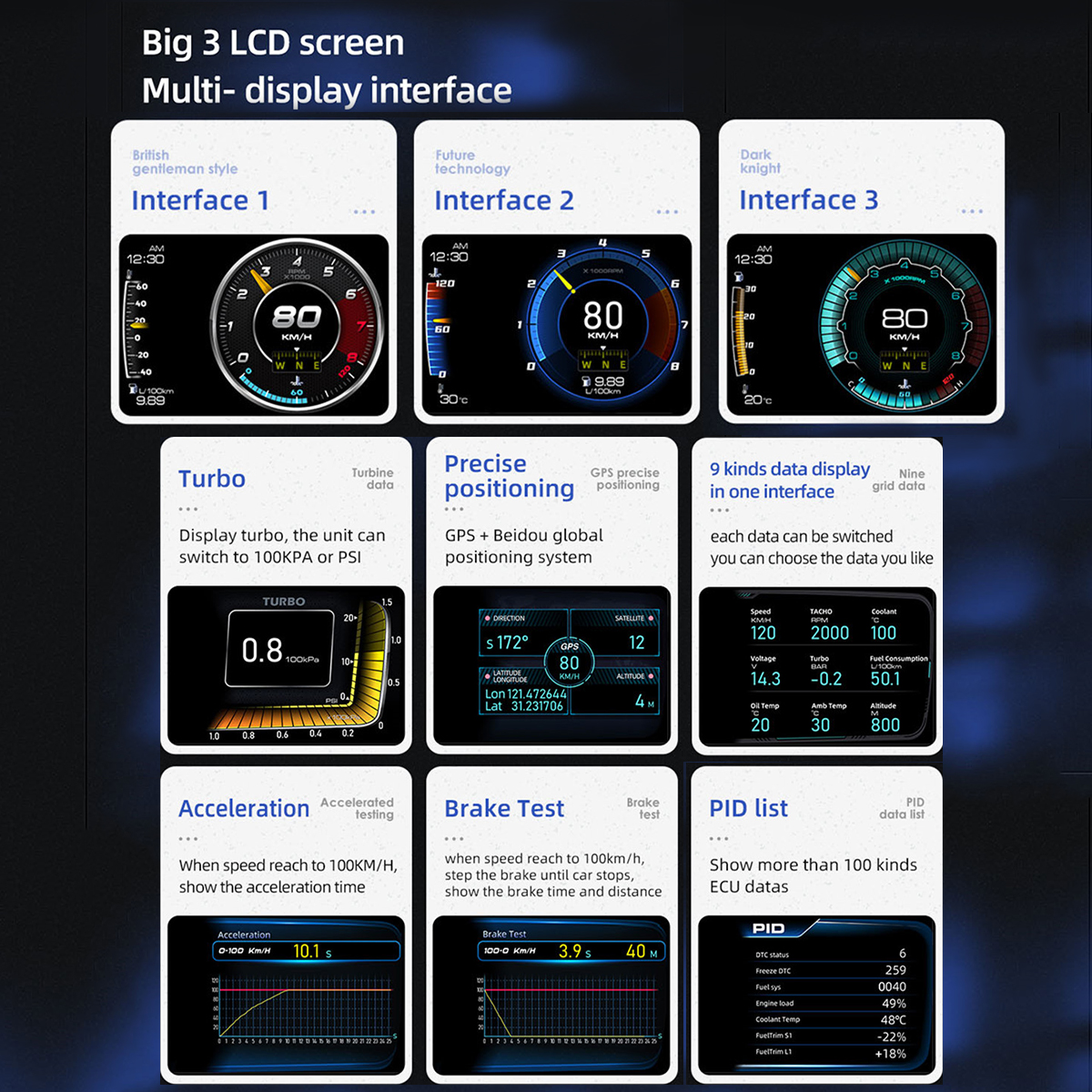 OBD2-HUD-Multi-Gauge-Boost-Scan-Head-Up-Display-Car-Turbine-Pressure-Oil-Temp-1802296