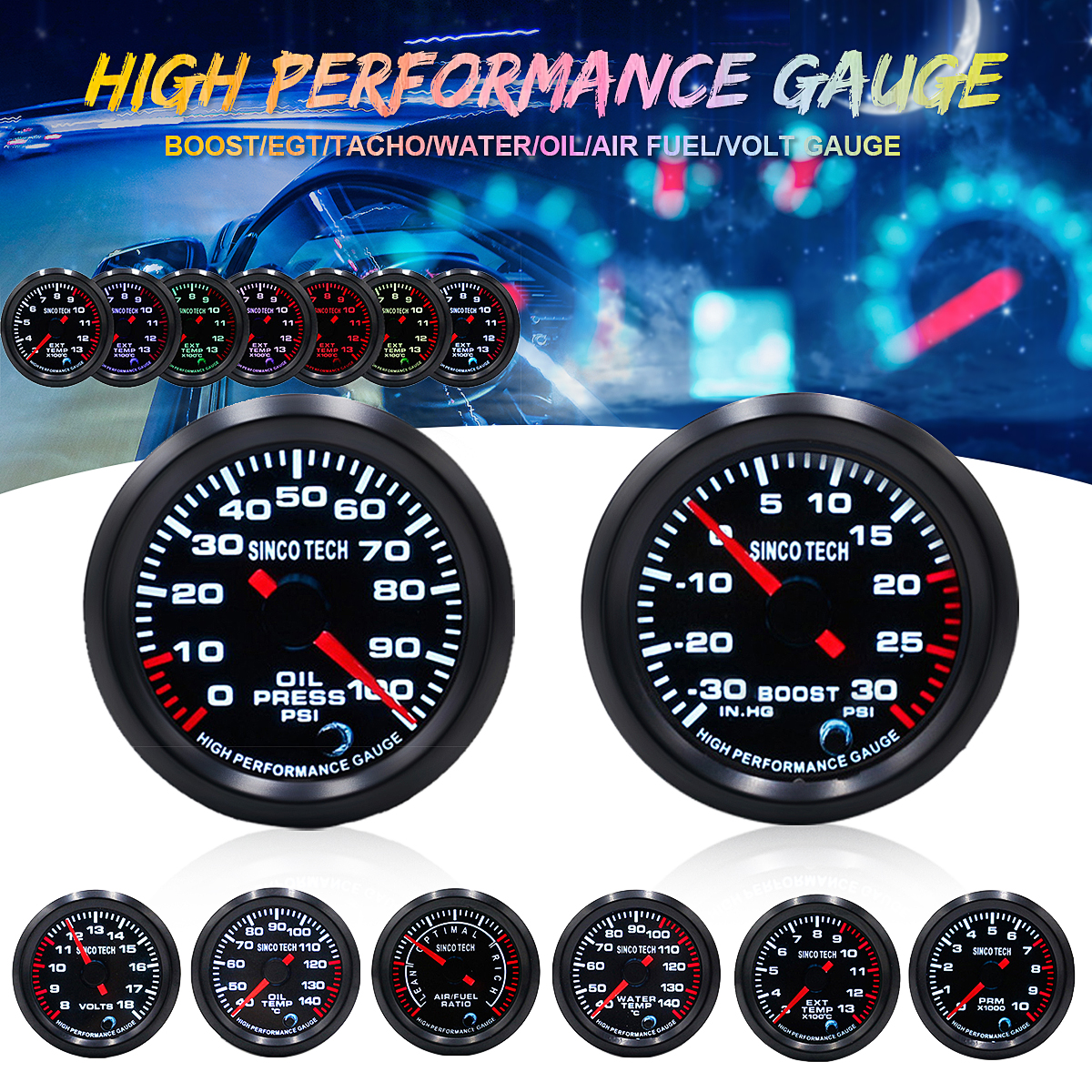 Racing-Car-TurboBoostEGT-ExhaustTempOil-Pressure-Gauge-Meter-7-Colors-1427324