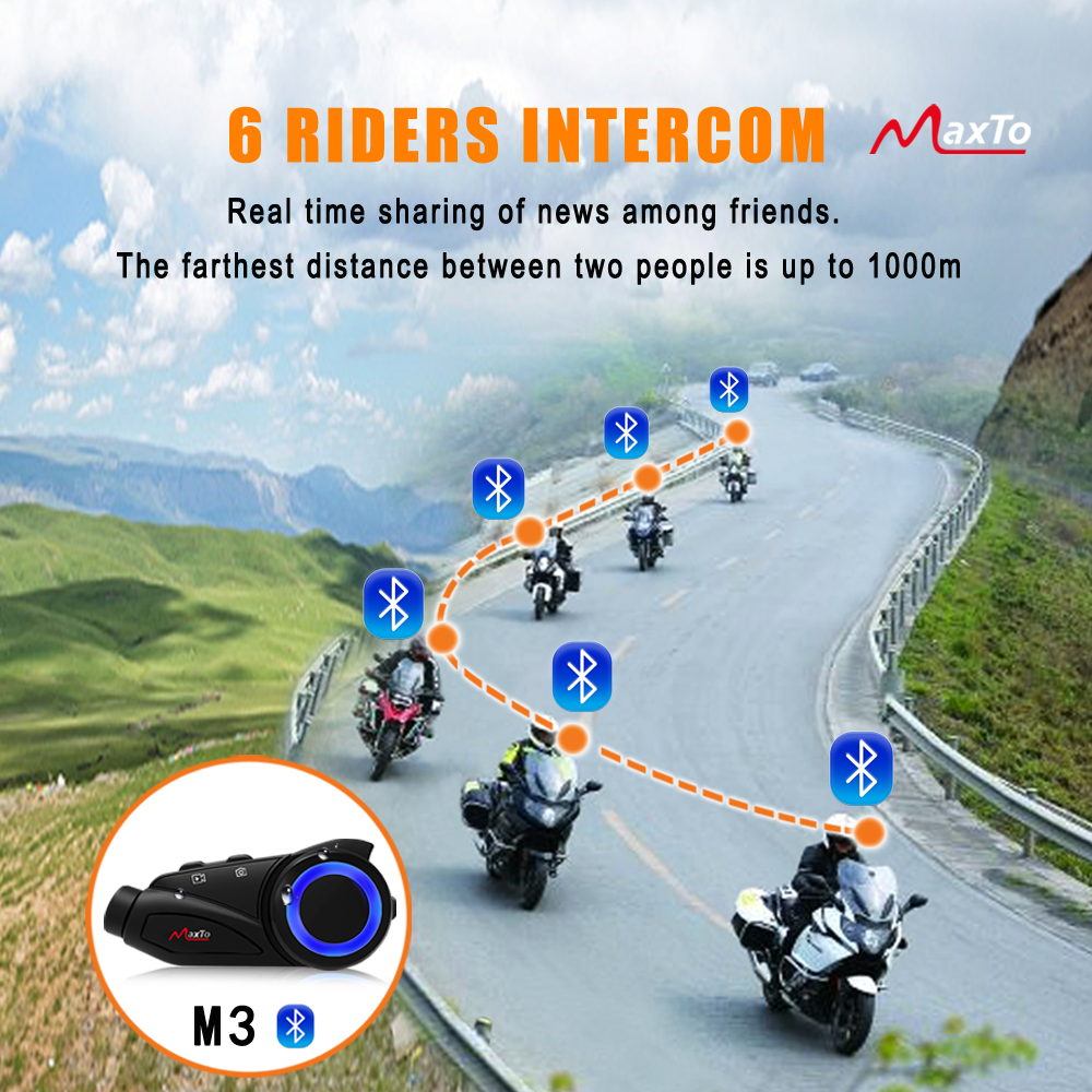Maxto-M3-Motorcycle-Helmet-Intercom-bluetooth--WIFI-Recorer-Group-6-Riders-Walkie-Talkie-With-Dash-C-1695931