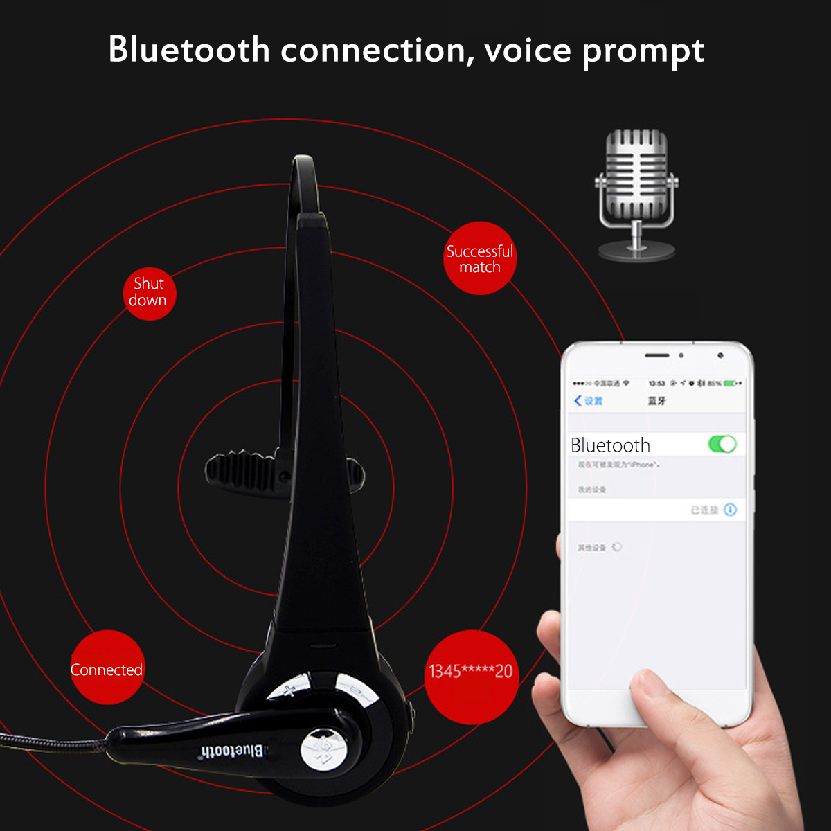 Trucker-Driver-Headset-bluetooth-Wireless-Earpiece-Headphone-Handsfree-With-Mic-1396885