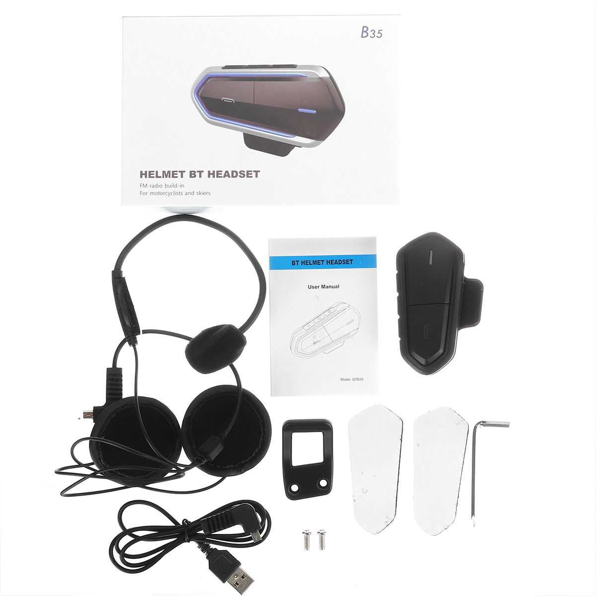 bluetooth-Helmet-Headset-BT-Headphone-Earphone-Motor-Handsfree-FM-450mAh-IP54-1723878