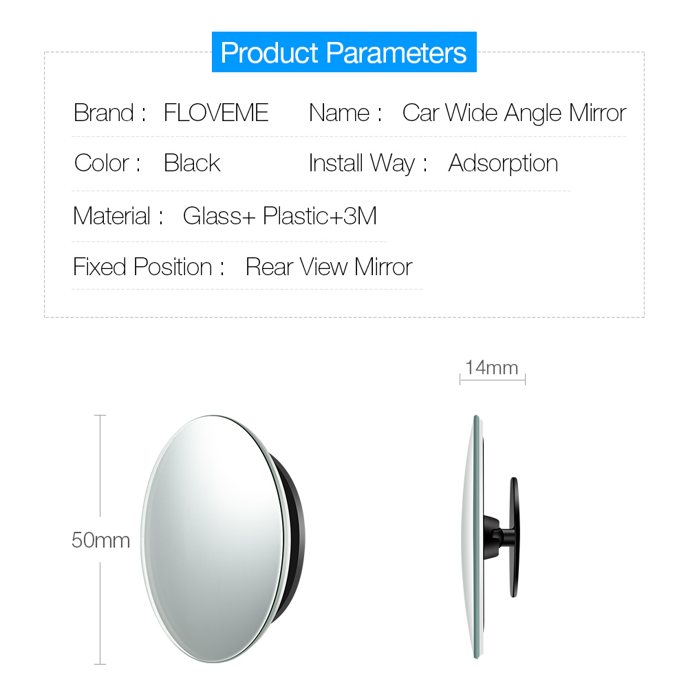 FLOVEME-2pcs-HD-Car-Blind-Frame-Small-Round-Spot-Mirror-1490151