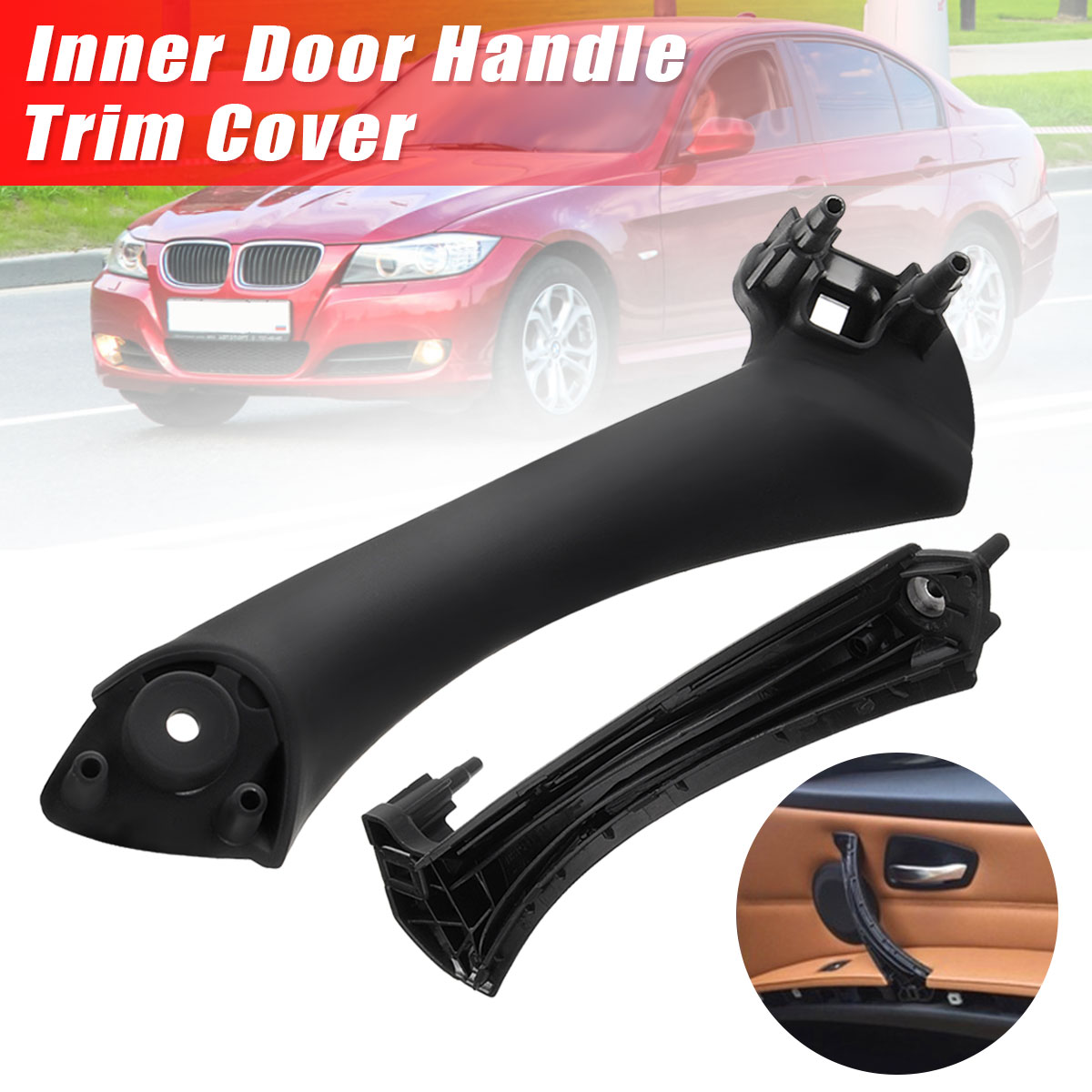 1PCS-Right-Black-Inner-Door-Handle-Trim-Cover-For-BMW-E90-3-Series-Sedan-Wagon-1801093