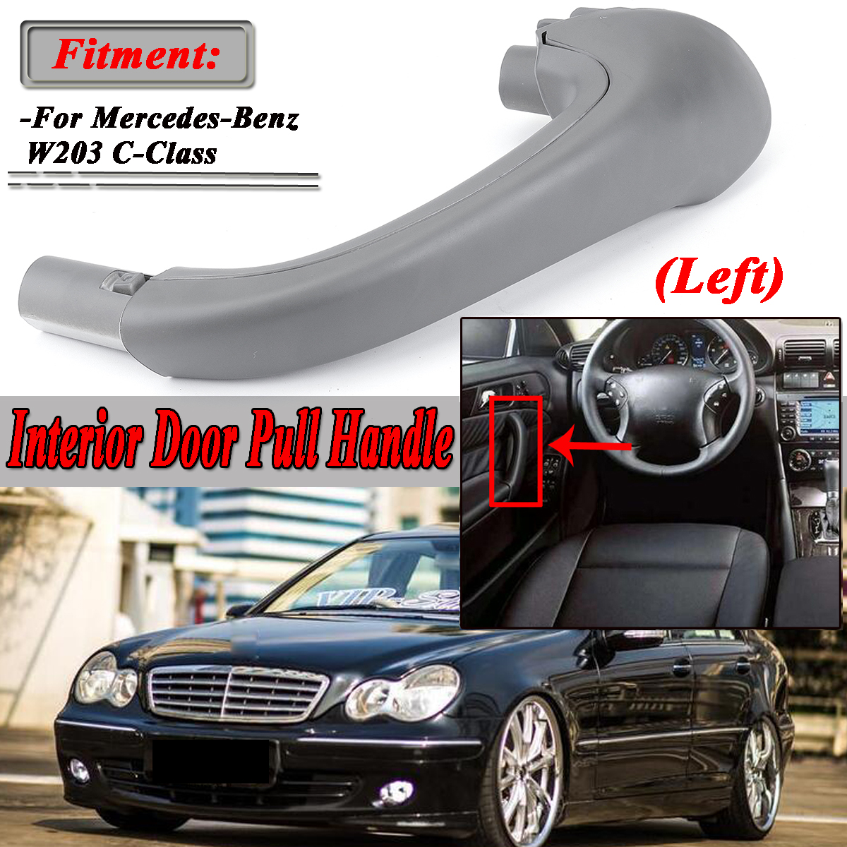 Front-Left-Side-Interior-Door-Pull-Handle-GREY-For-Mercedes-Benz-W203-C-Class-1742190