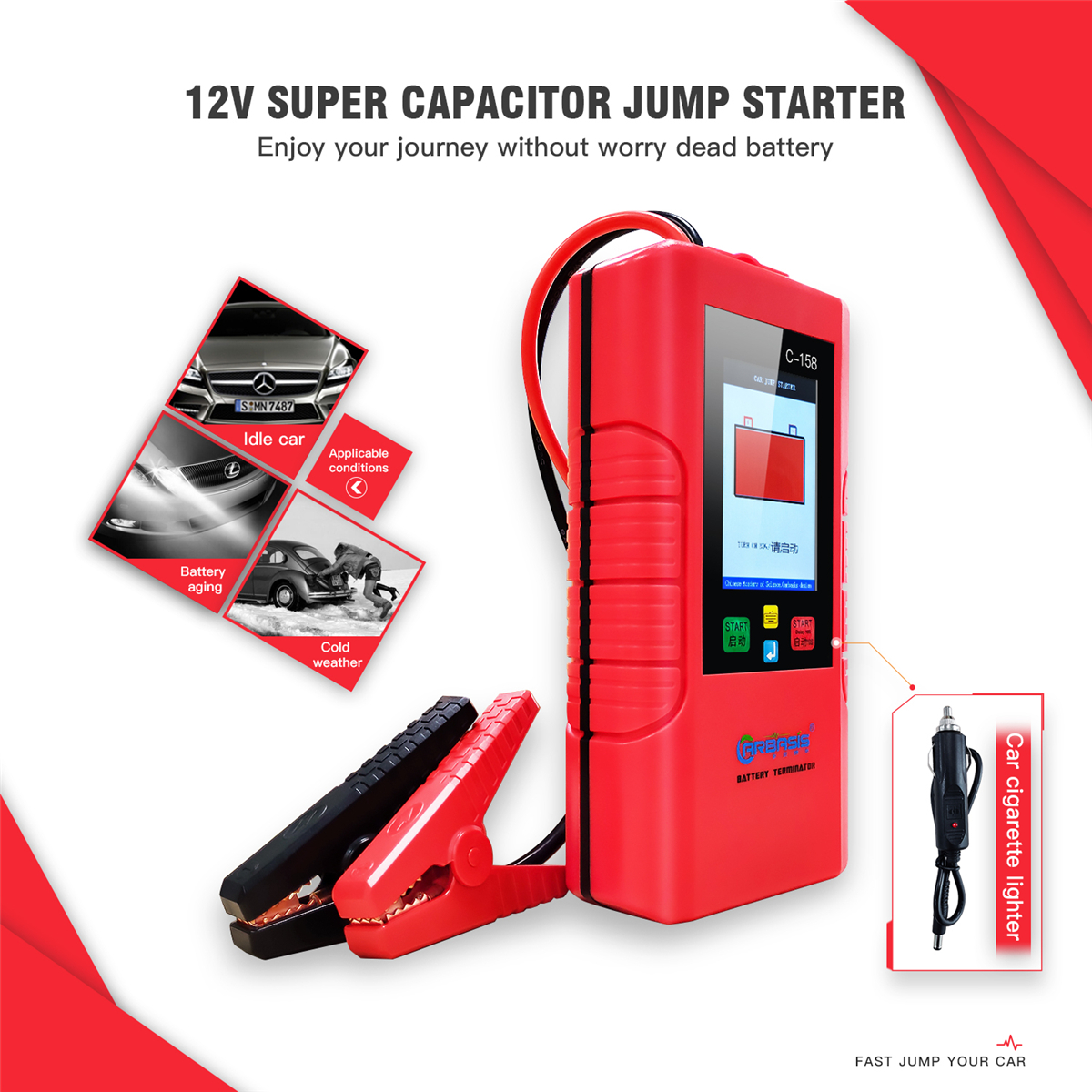 12V-Super-Capacitor-Car-Jump-Starter-Portable-Emergency-Booster-No-Battery-Included-Waterproof-Drop--1816636
