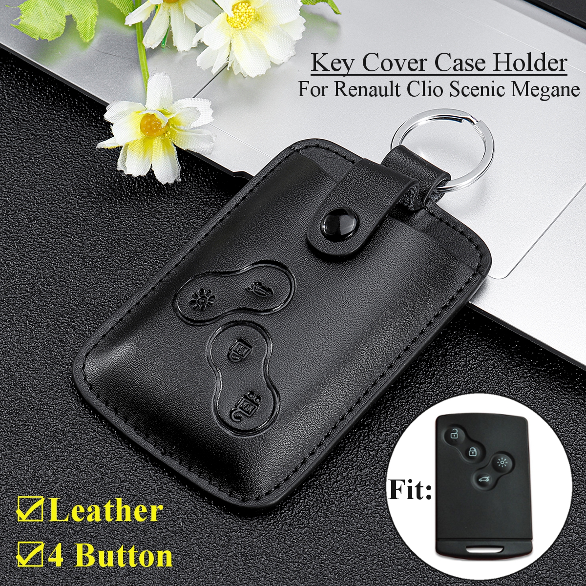 4-Button-Leather-Car-Key-Cover-Case-Holder-Keychain-For-Renault-Clio-Scenic-Megane-1635038