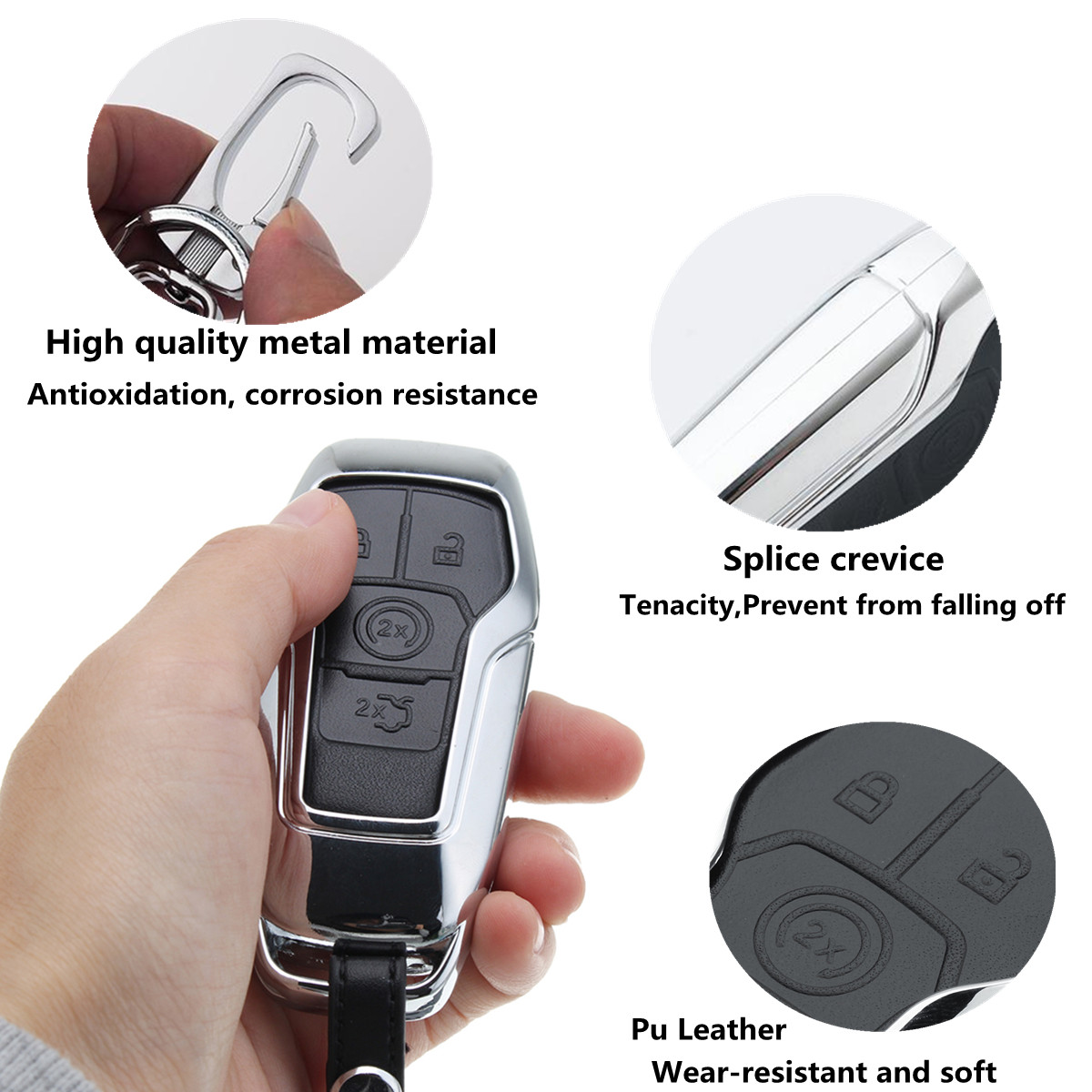 Alloy-Smart-Remote-Key-Shell-Pu-Leather-Case-Cover-for-Ford-Lincoln-45-Button-1236994