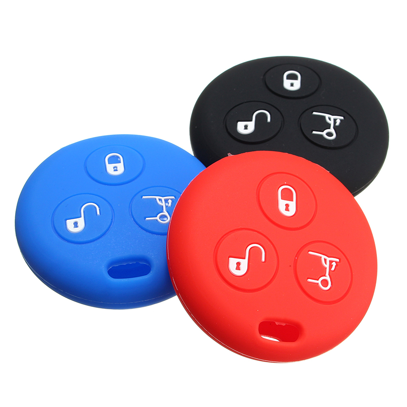 Black-Red-Blue-Silica-Gel-Remote-Key-Case-Protect-Sleeve-For-Benz-Smart-1390107