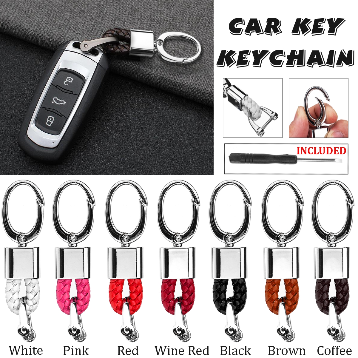 Car-Key-Chain-Fobs-Leather-Weave-Straps-Key-Ring-Accessory-Keychain-Vehicle-Auto-1758861