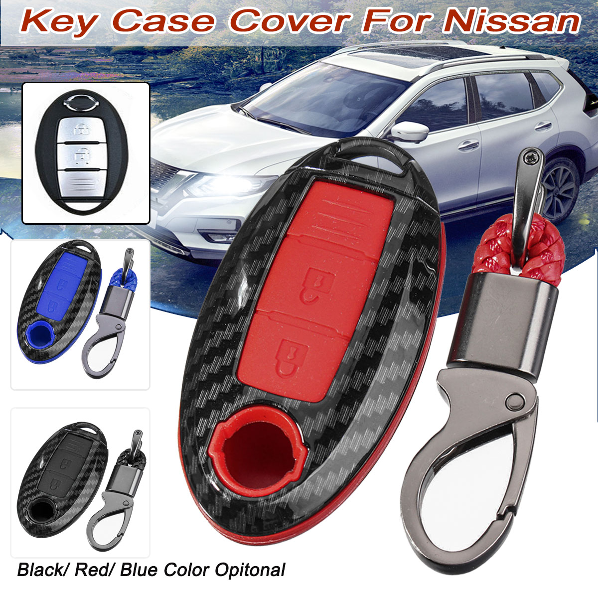 Carbon-Fiber-Car-Key-Case-Shell-Key-Cover-With-Key-Chain-For-Nissan-1657430