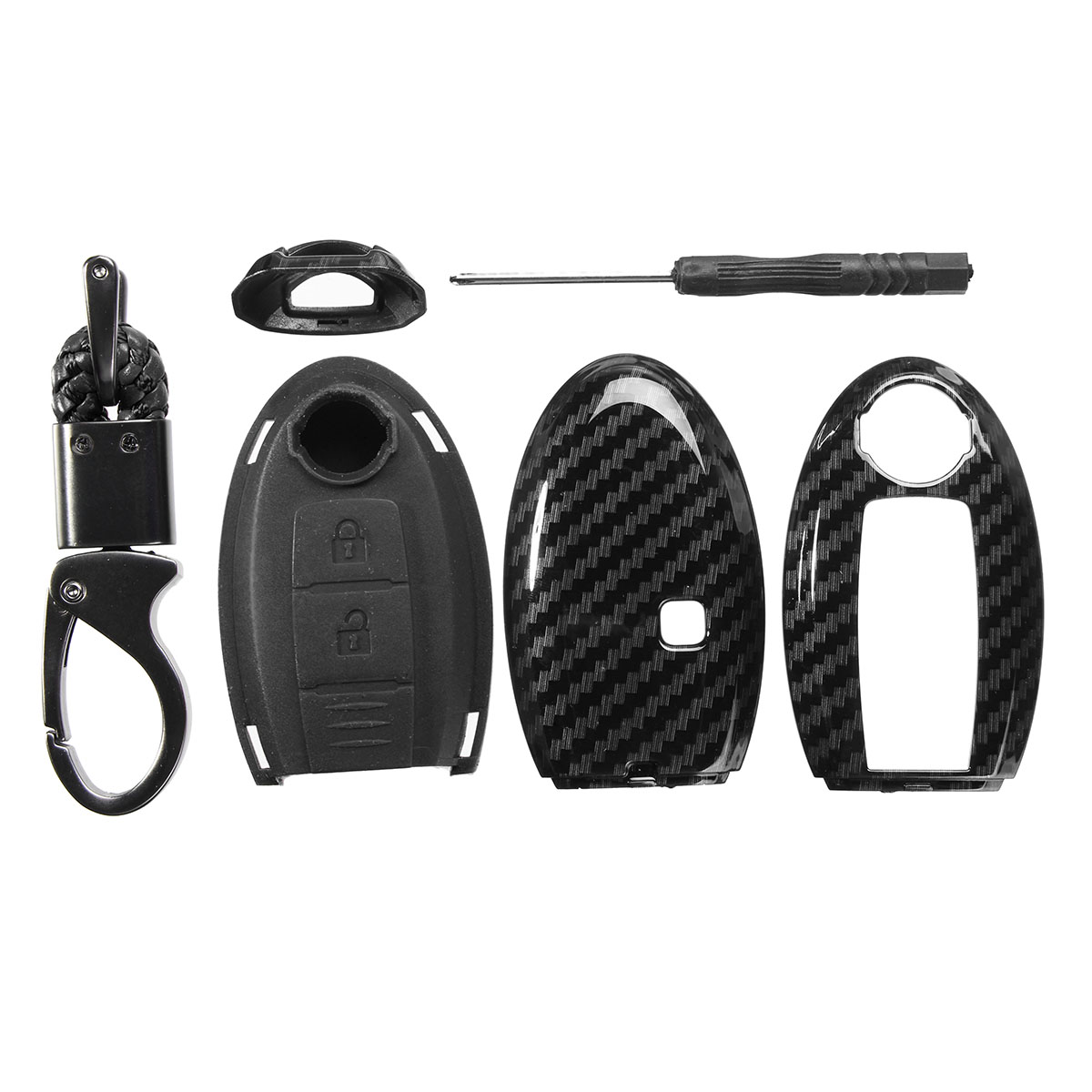 Carbon-Fiber-Car-Key-Case-Shell-Key-Cover-With-Key-Chain-For-Nissan-1657430