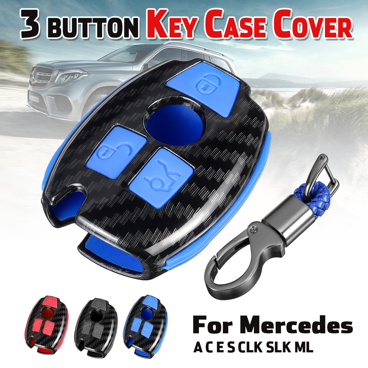 Carbon-Fiber-Key-Fob-Remote-Case-Cover-3-Buttons-For-Mercedes-A-C-E-S-CLK-1764698