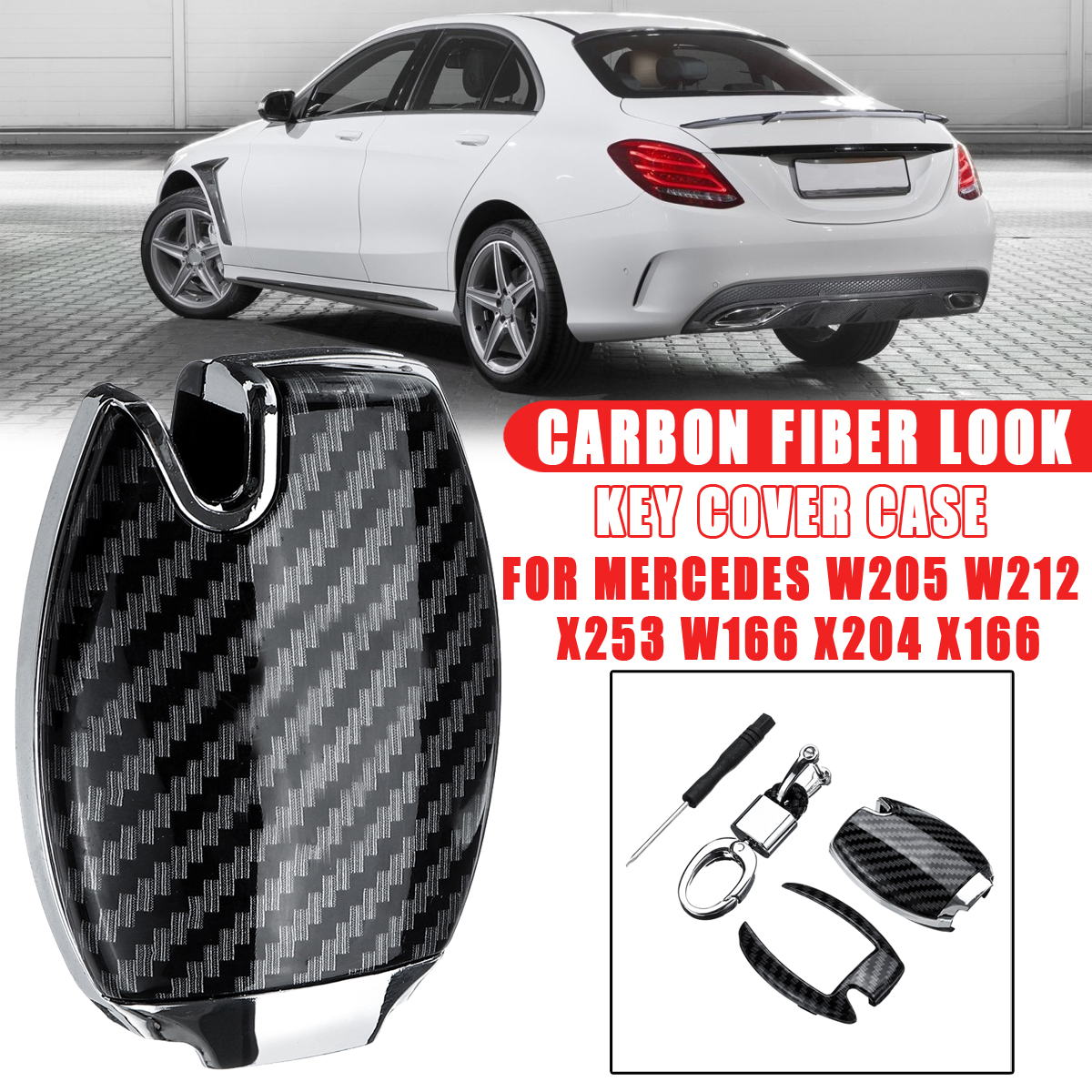 Plastic-Carbon-Fiber-Key-Cover-Case-For-Mercedes-W205-W212-X253-W166-X204-X166-1668487