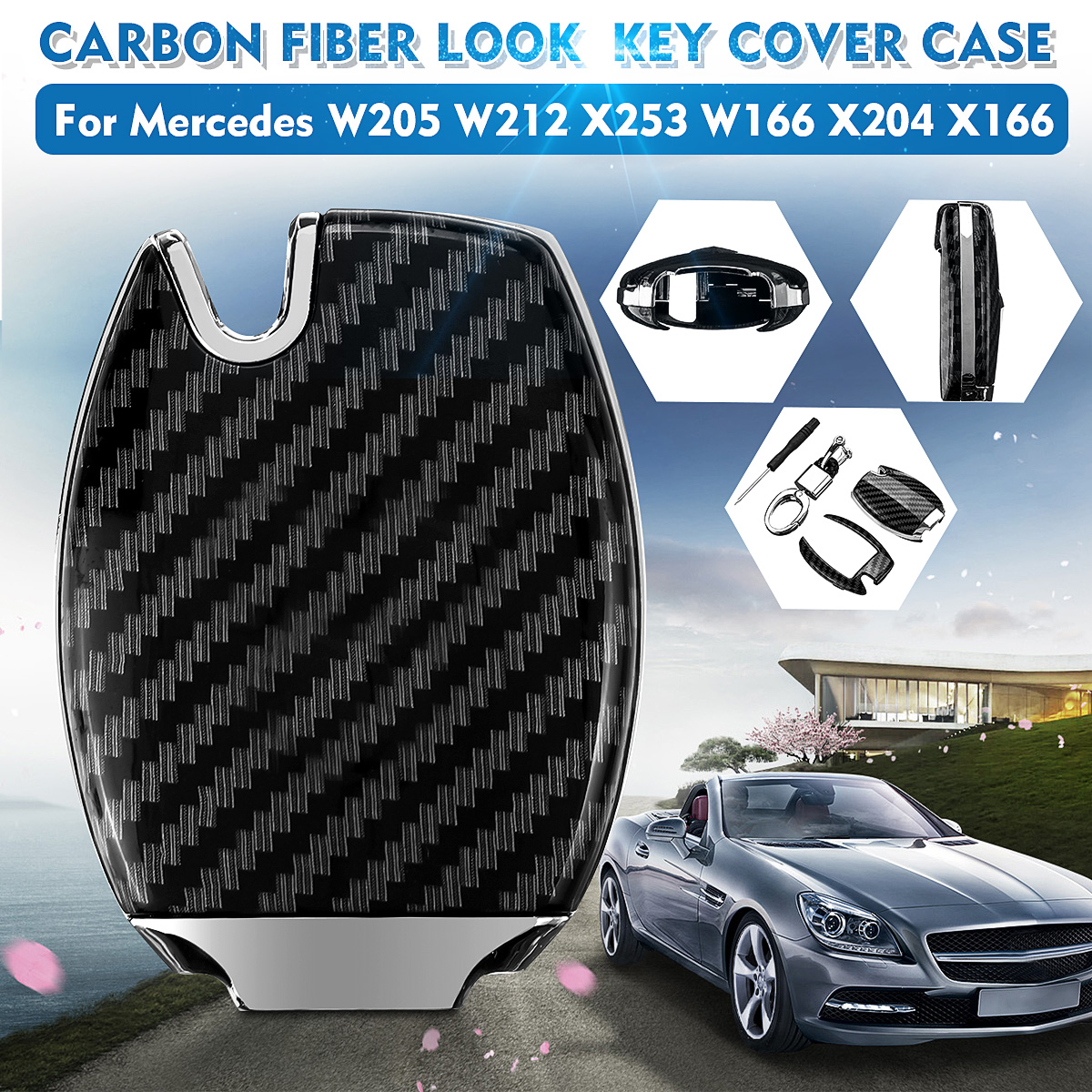 Plastic-Carbon-Fiber-Key-Cover-Case-For-Mercedes-W205-W212-X253-W166-X204-X166-1668487