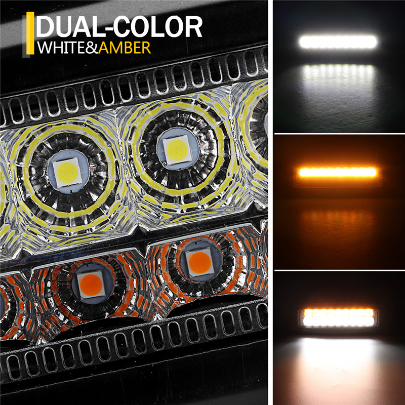 18W-1300LM-LED-Work-Light-Bar-Flush-Mount-Dual-Color-Driving-Lamp-Turn-Signal-for-Jeep-SUV-Offroad-1339673
