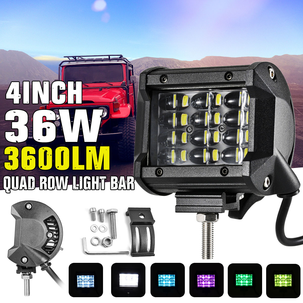 4-Inch-36W-Quad-Row-RGB-LED-Work-Light-Bar-Spot-Flood-Fog-Lamp-IP68-Waterproof-For-Off-Road-Car-Truc-1799189