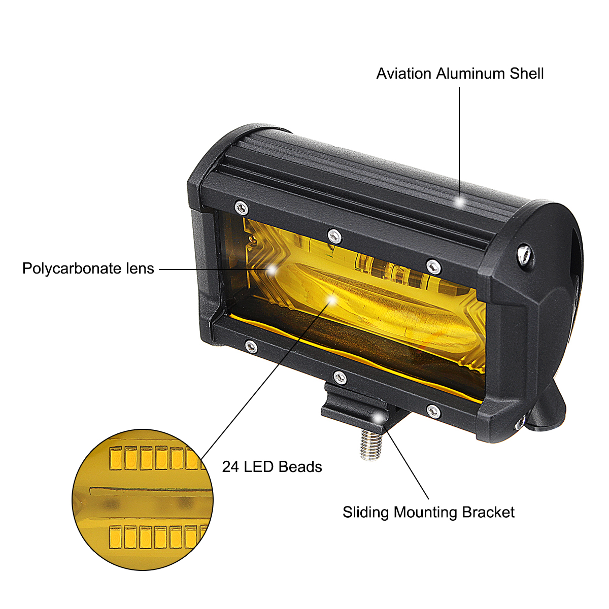5Inch-72W-1300LM-LED-Work-Light-Flood-Spot-Combo-Fog-Lamp-Amber-for-Jeep-Offroad-SUV-Boat-1313813