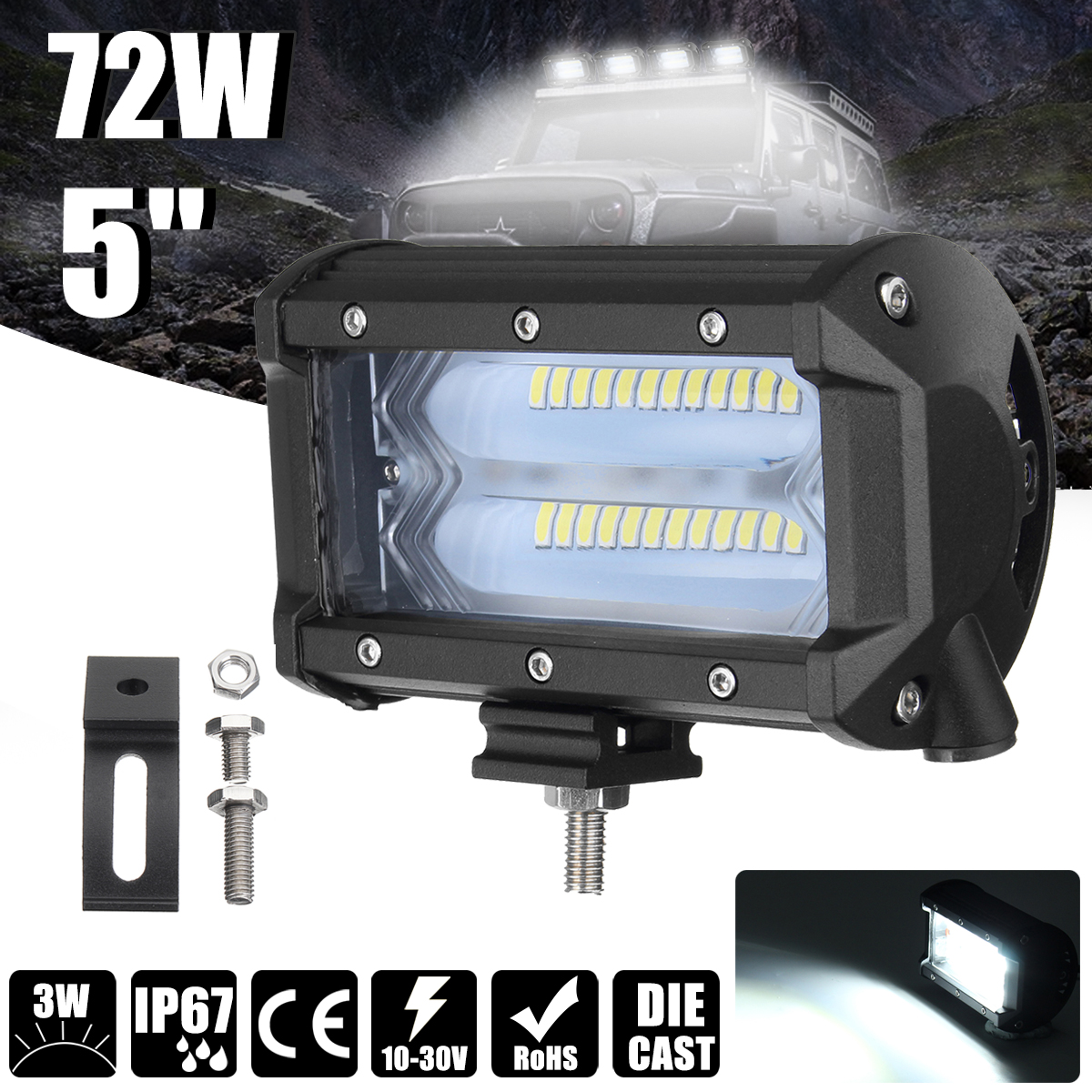 5Inch-Flood-LED-Work-Light-Bar-72W-1300LM-6000K-White-for-Off-Road-Tractor-4WD-SUV-1326940