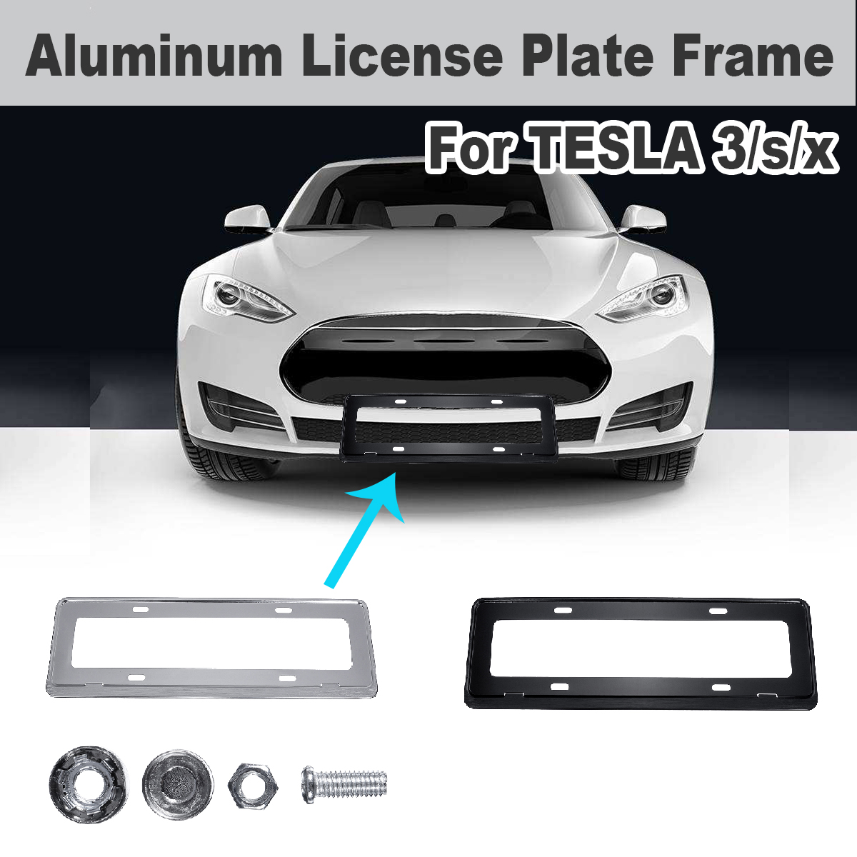 Aluminum-Alloy-Metal-License-Plate-Frame-Shield-Professional-For-Tesla-3SX-1812915