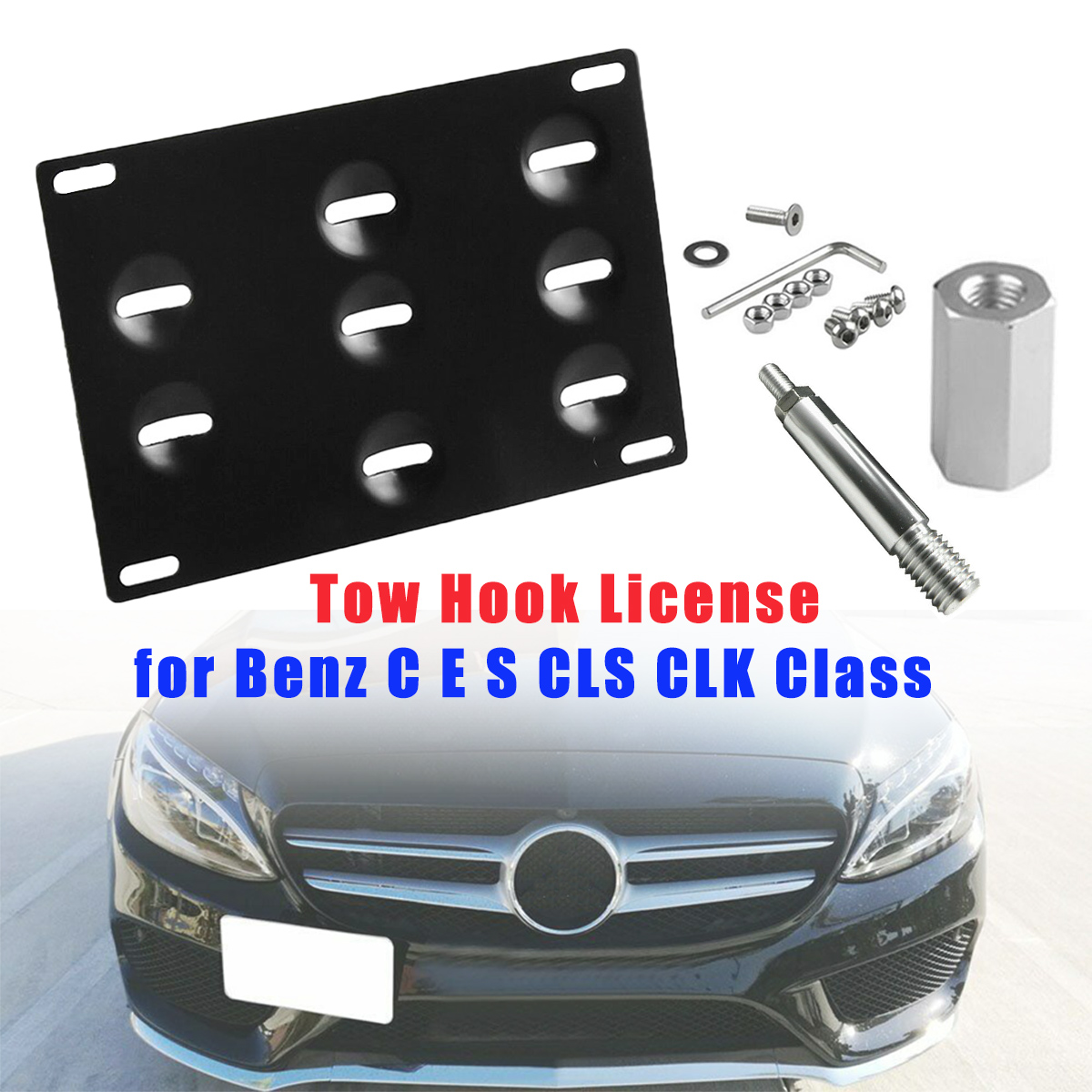 Car-Bumper-Tow-Hook-License-Plate-Frame-Mount-Bracket-For-Mercedes-Benz-C-E-S-CLS-CLK-Class-1570230