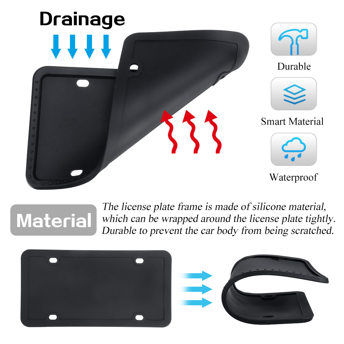 Car-Silicone-License-Plate-Frame-Tag-Bracket-Holder-Protection-Rack-Universal-1716891