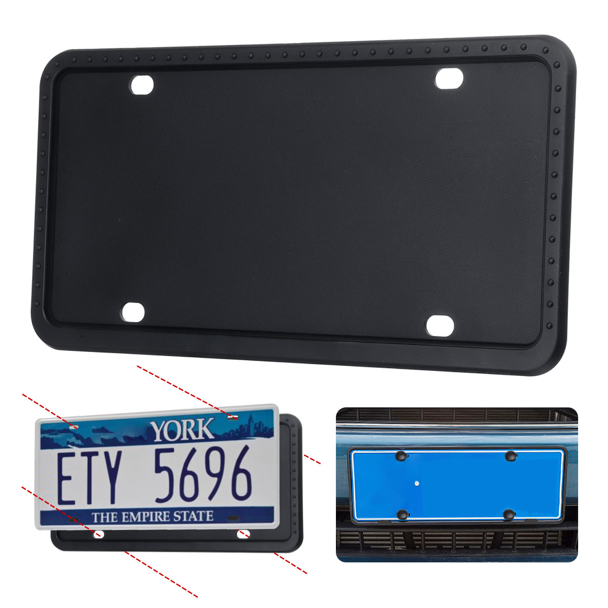 Car-Silicone-License-Plate-Frame-Tag-Bracket-Holder-Protection-Rack-Universal-1716891